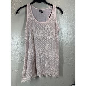 Maurices Tank Top Women's Lightweight Lace Sleeveless Solid Blush Mauve Size XS